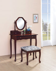 Minnette 2-piece Vanity Set with Upholstered Stool Brown Red