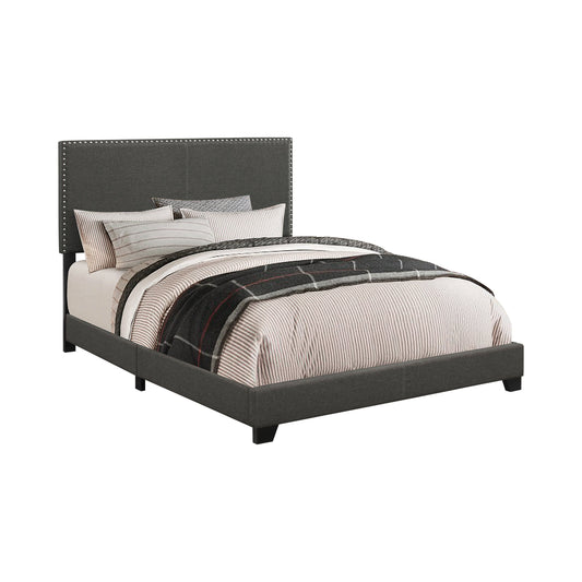 Boyd Full Upholstered Bed with Nailhead Trim Charcoal