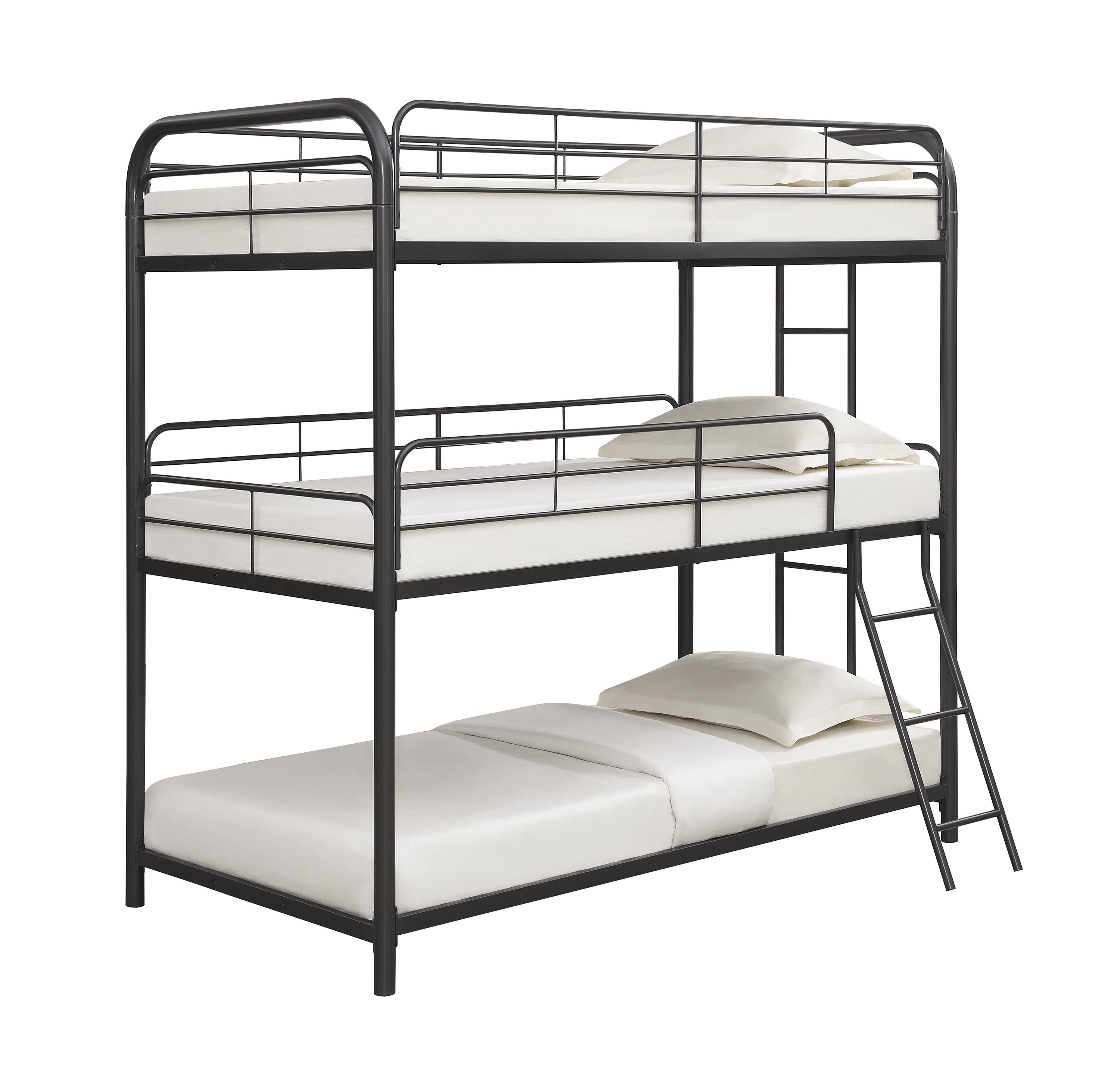 Garner Triple Bunk Bed with Ladder Gunmetal