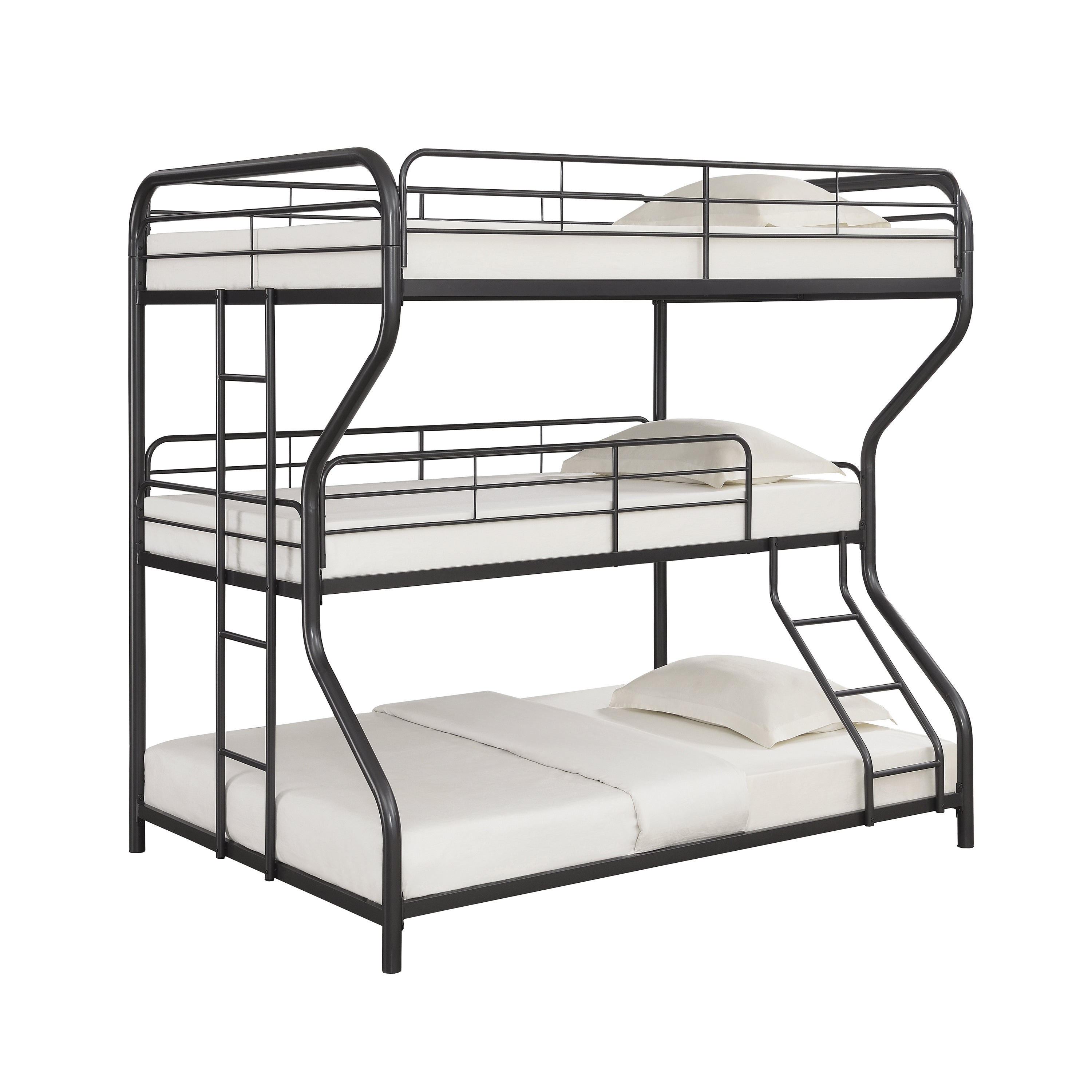 Garner Triple Bunk Bed with Ladder Gunmetal