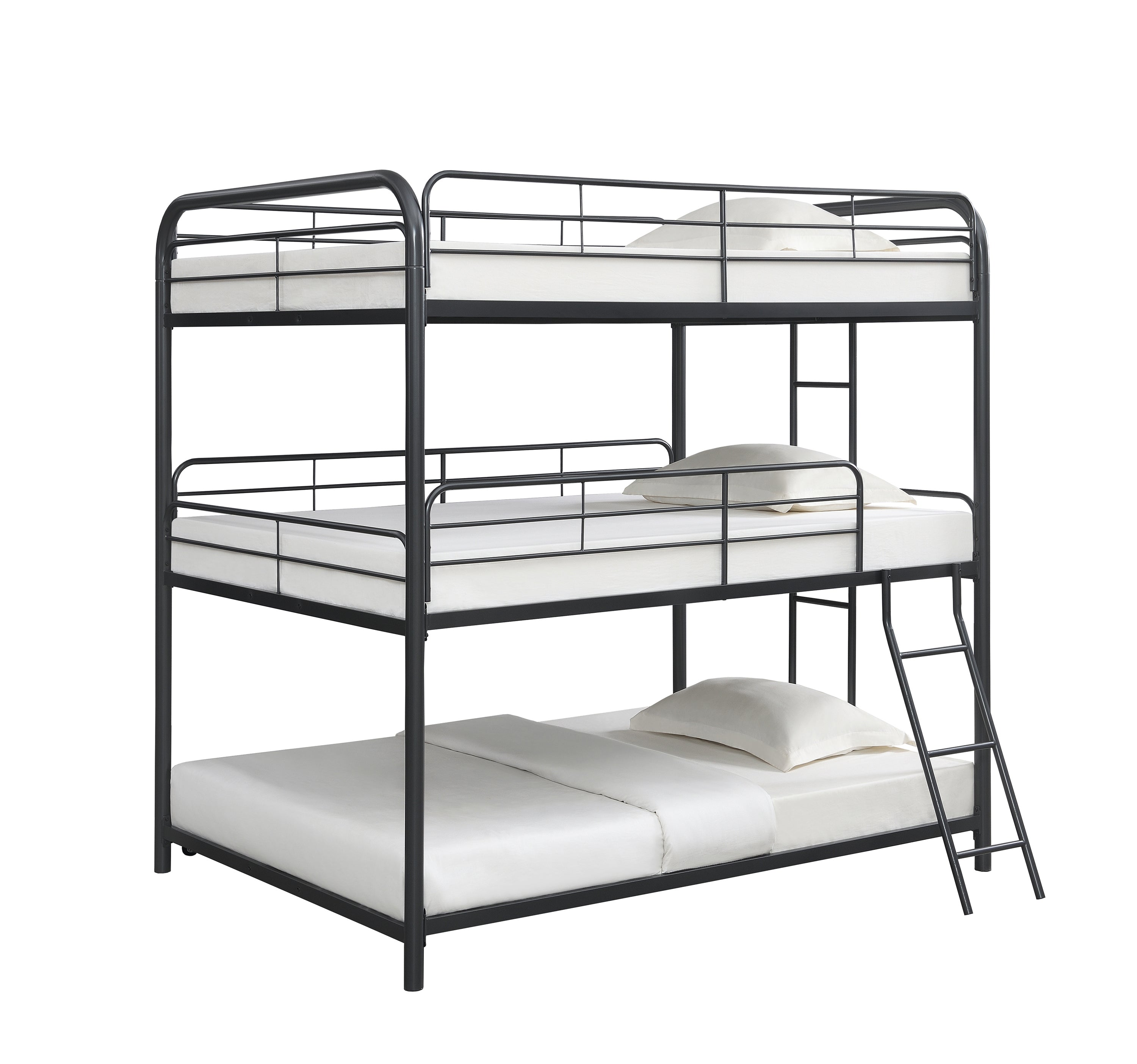 Garner Triple Bunk Bed with Ladder Gunmetal