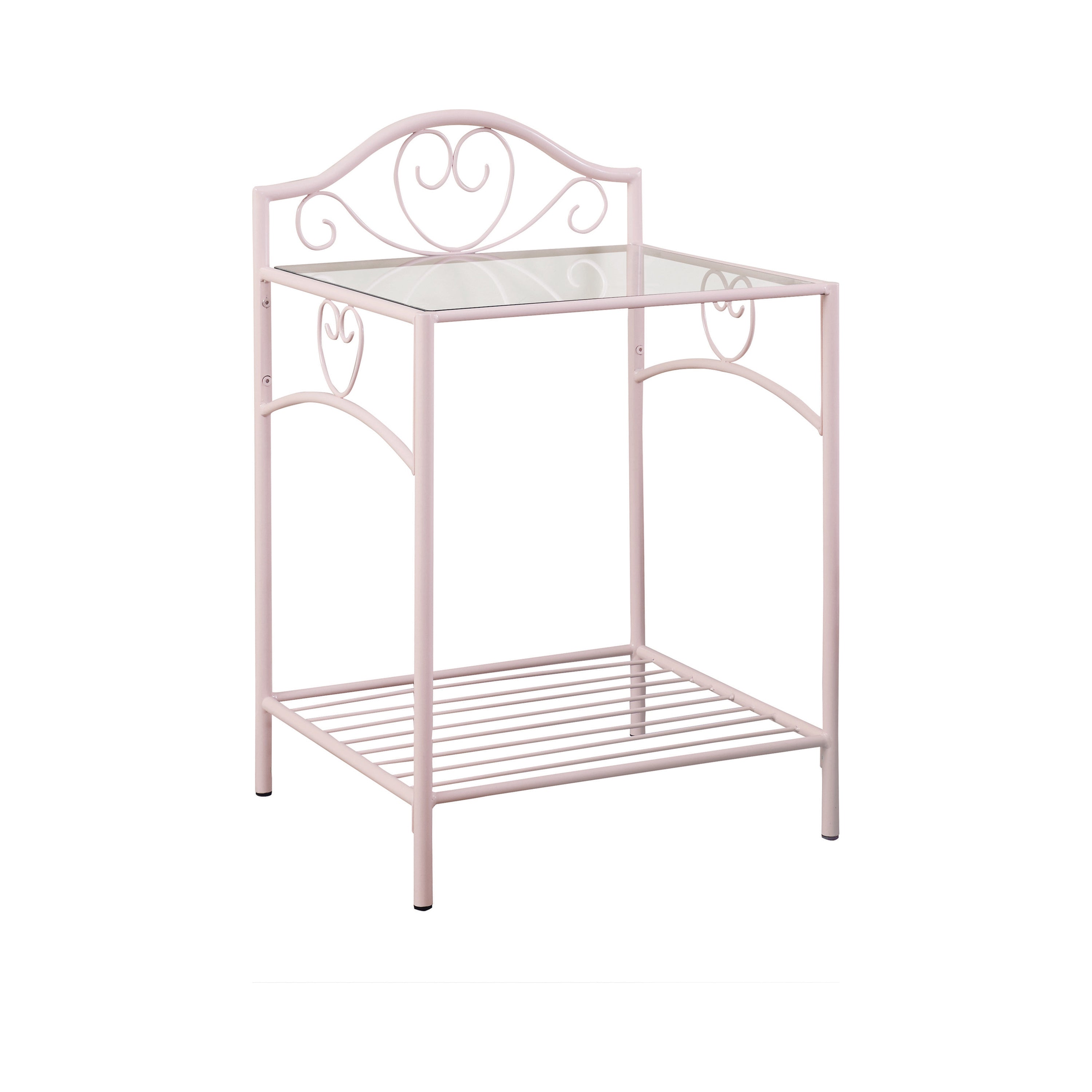 Massi 1-shelf Nightstand with Glass Top Powder Pink