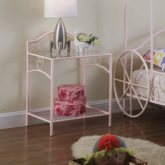 Massi 1-shelf Nightstand with Glass Top Powder Pink