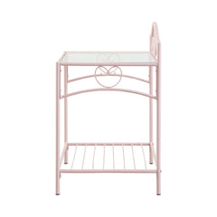 Massi 1-shelf Nightstand with Glass Top Powder Pink