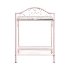 Massi 1-shelf Nightstand with Glass Top Powder Pink