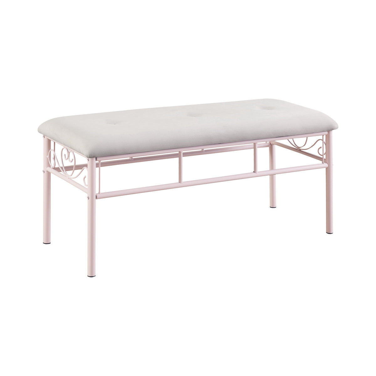 Massi Tufted Upholstered Bench Powder Pink