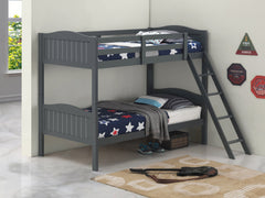 Littleton Twin/Twin Bunk Bed with Ladder Grey