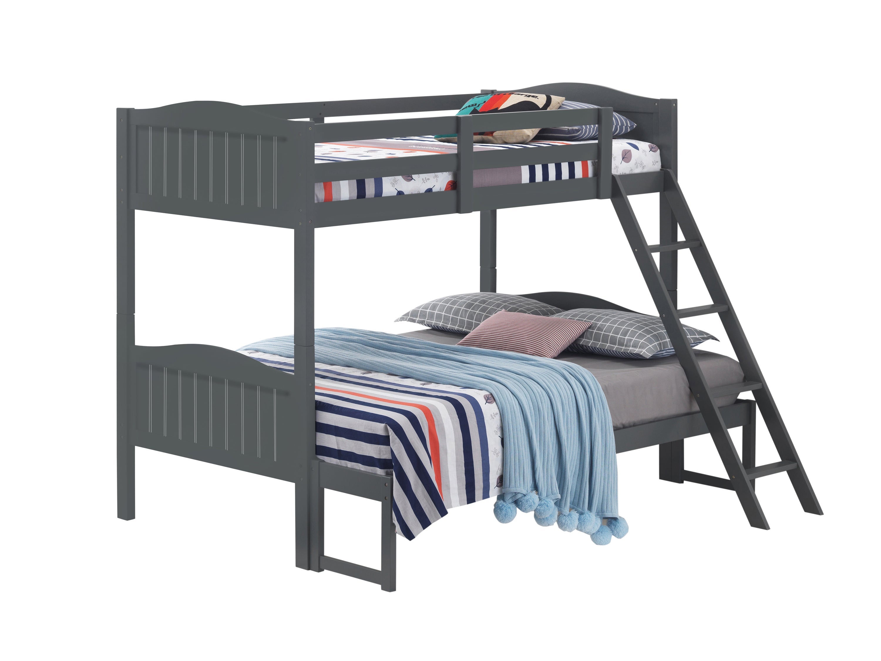 Littleton Twin/Full Bunk Bed with Ladder Grey