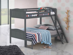 Littleton Twin/Full Bunk Bed with Ladder Grey