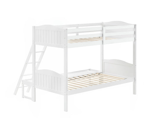 Littleton Twin/Full Bunk Bed with Ladder White