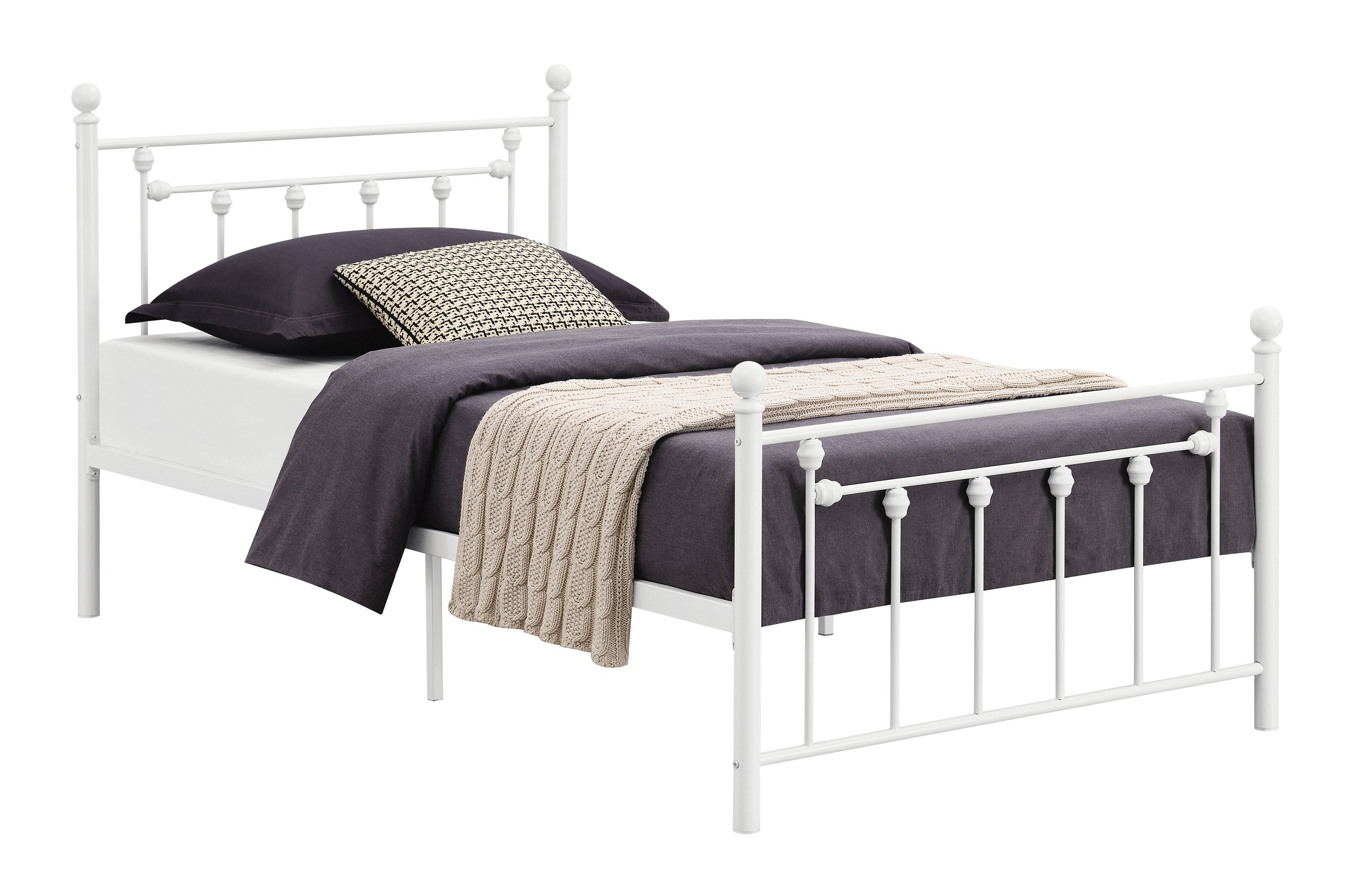 Canon Metal Slatted Headboard Platform Bed