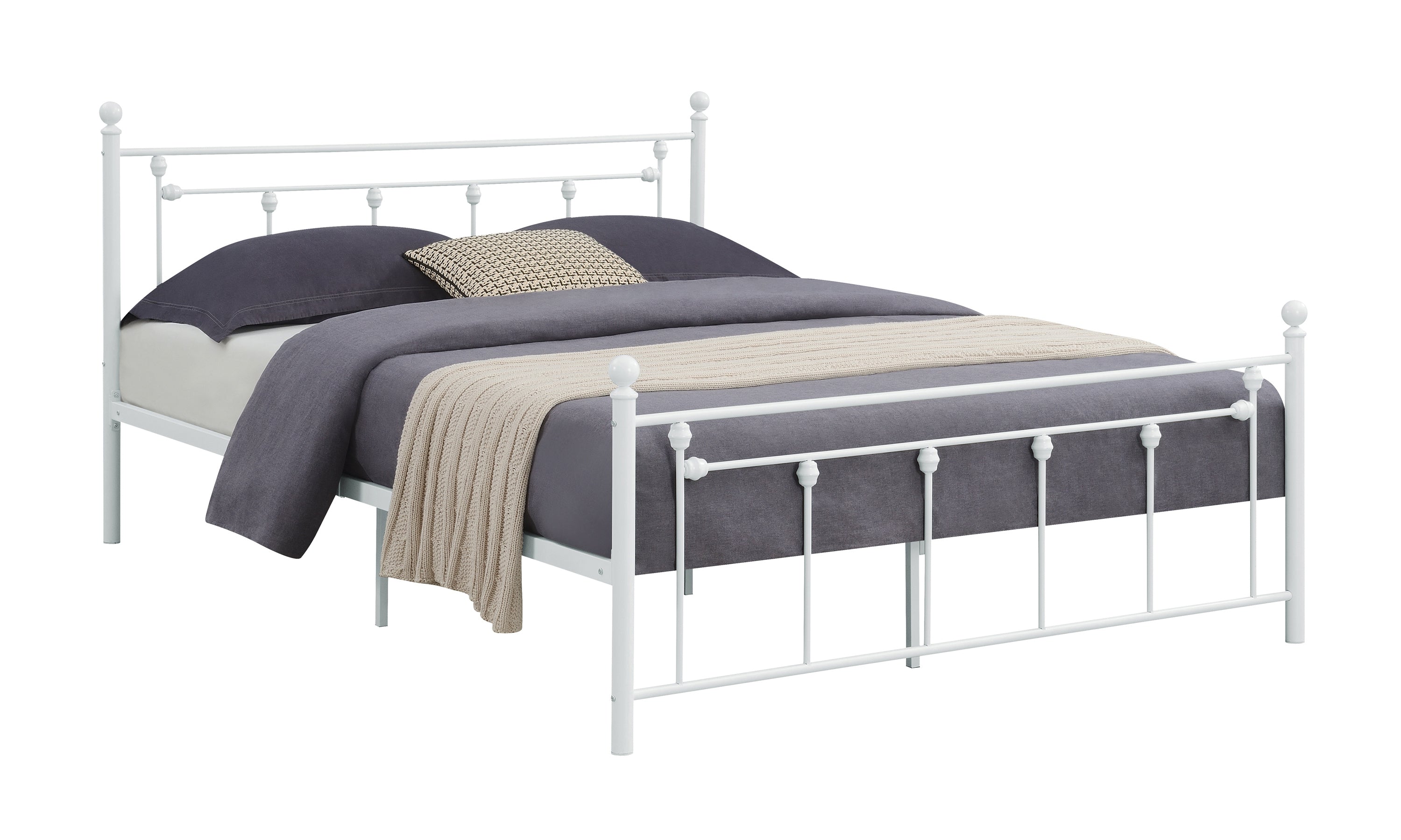 Canon Metal Slatted Headboard Platform Bed