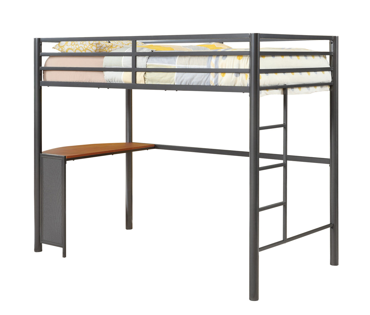 Fisher 2-piece Metal Workstation Loft Bed Set Gunmetal