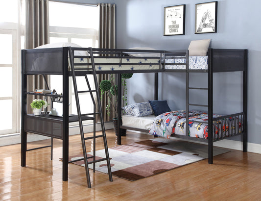 Meyers 2-piece Metal Twin over Twin Bunk Bed Set Black and Gunmetal