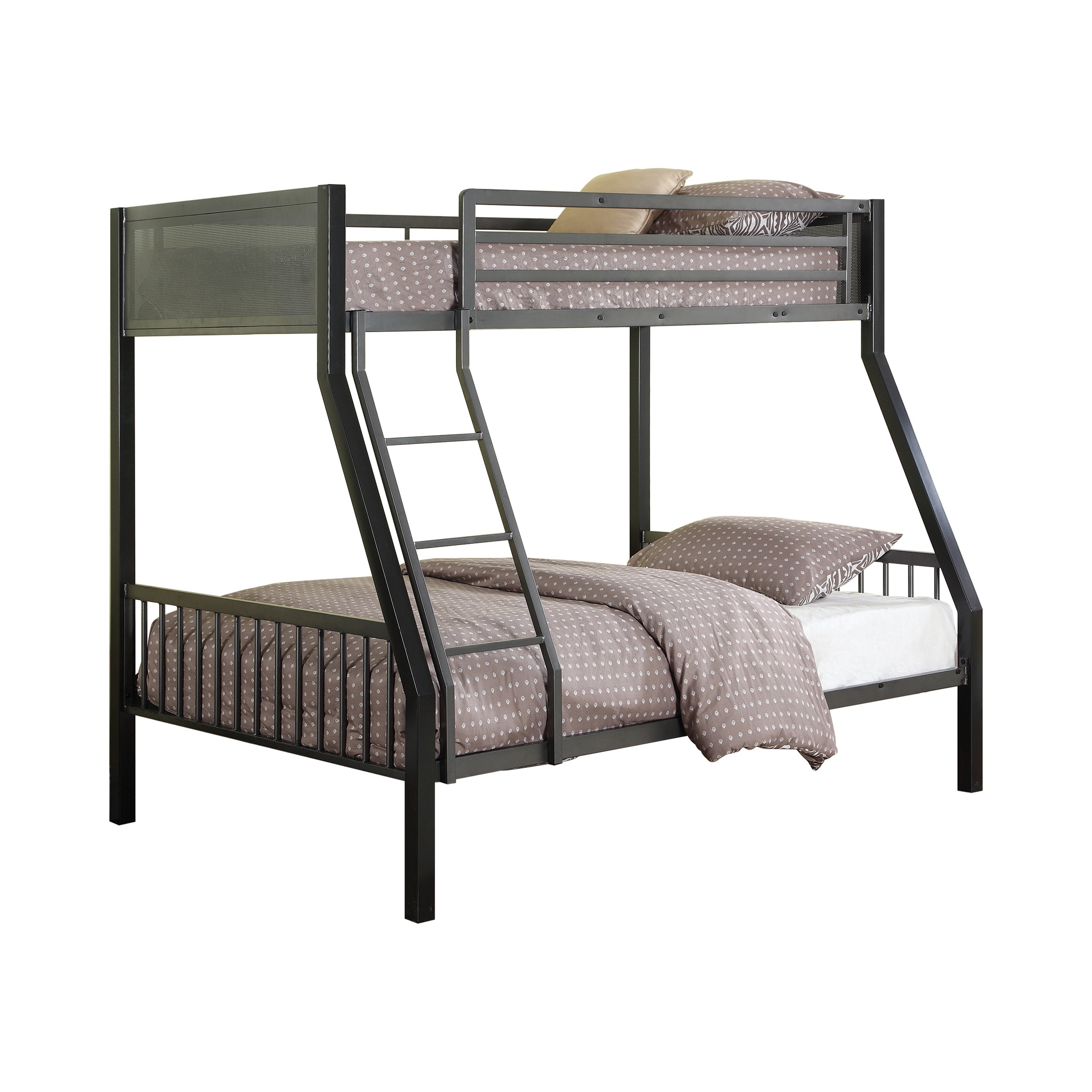 Meyers 2-piece Metal Twin over Full Bunk Bed Set Black and Gunmetal