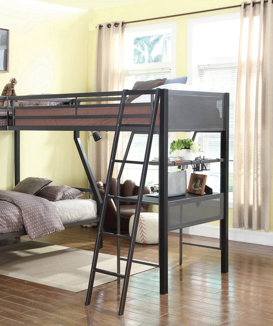 Meyers Twin over Full Metal Bunk Bed Black and Gunmetal