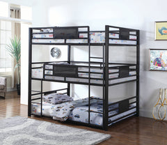 Rogen Full Triple Bunk Bed Dark Bronze