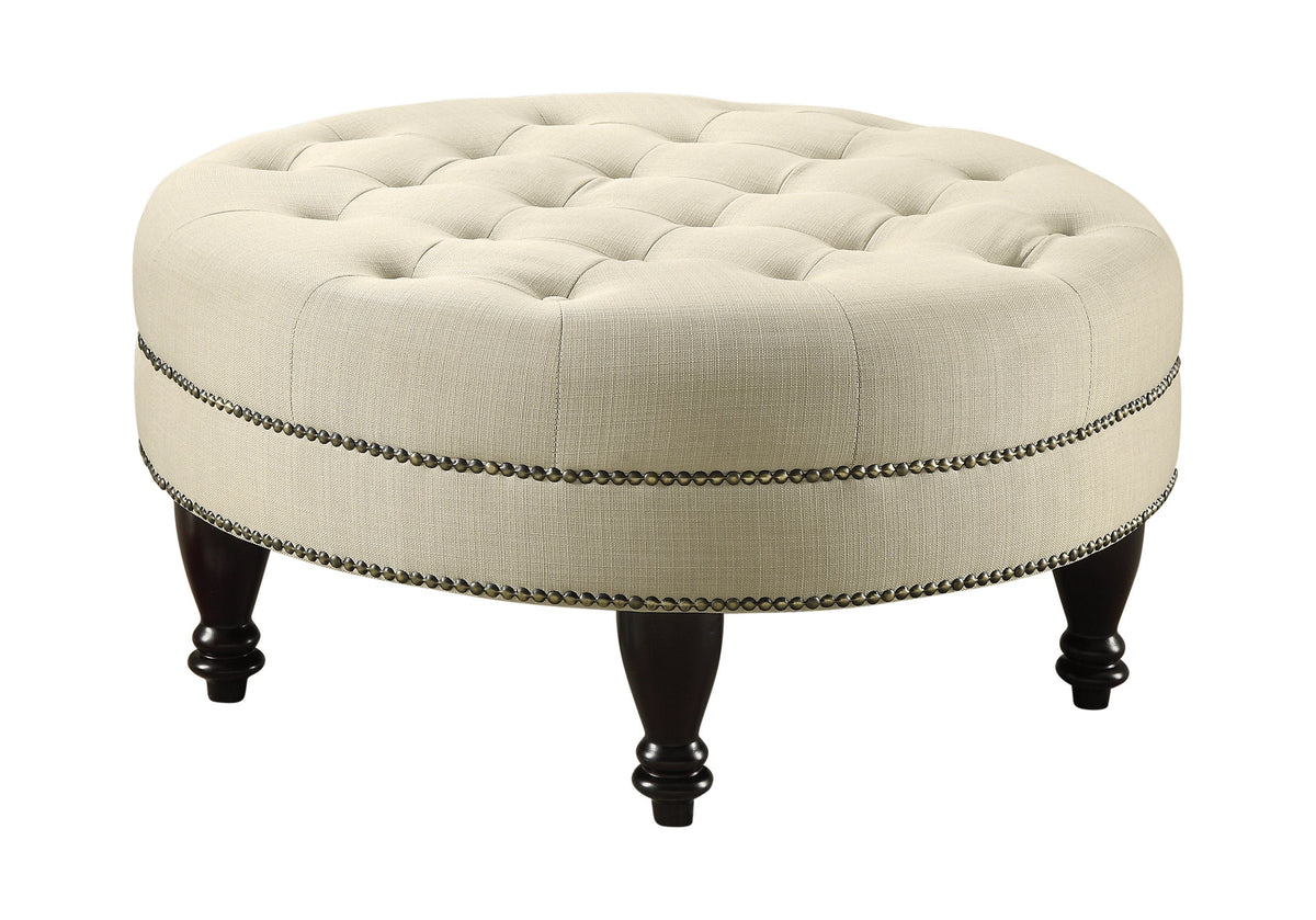 Elchin Round Upholstered Tufted Ottoman Oatmeal