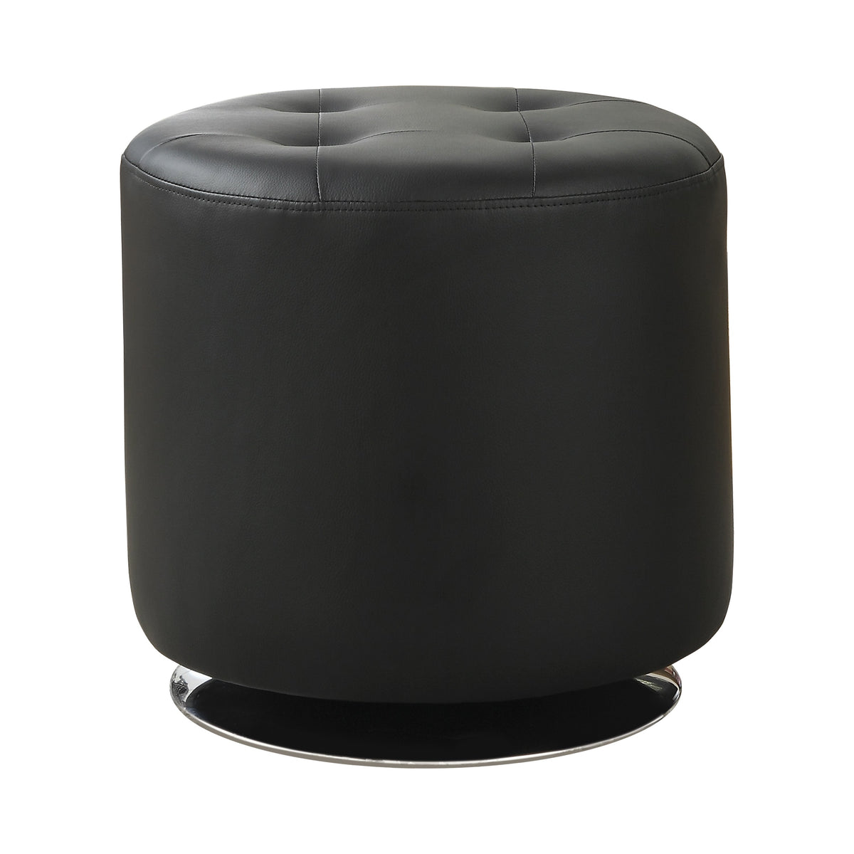 Bowman Round Upholstered Ottoman Black