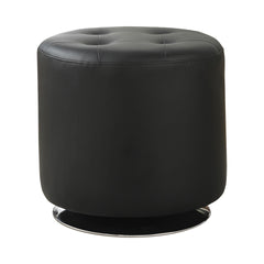 Bowman Round Upholstered Ottoman Black