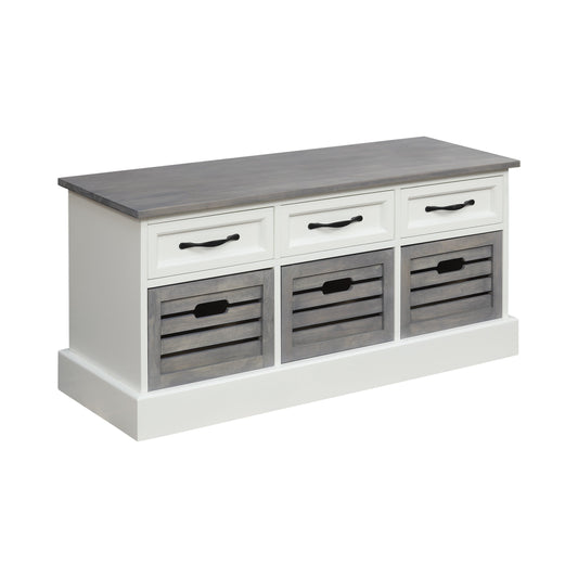 Alma 3-drawer Storage Bench White and Weathered Grey