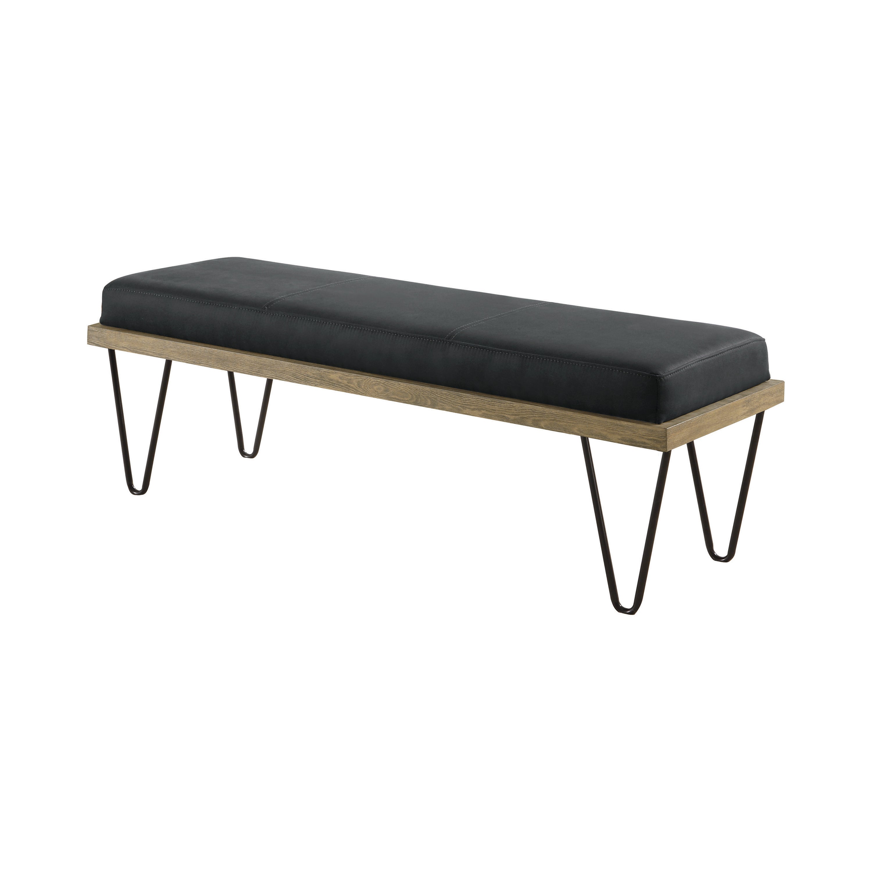 Chad Upholstered Bench with Hairpin Legs Dark Blue