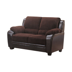 Monika Upholstered Stationary Loveseat Chocolate