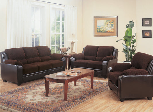 Monika Upholstered Stationary Loveseat Chocolate