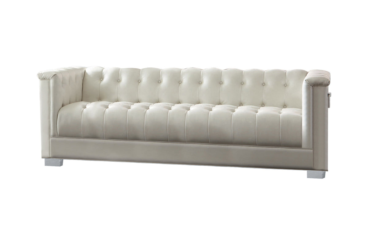 Chaviano Tufted Upholstered Sofa Pearl White