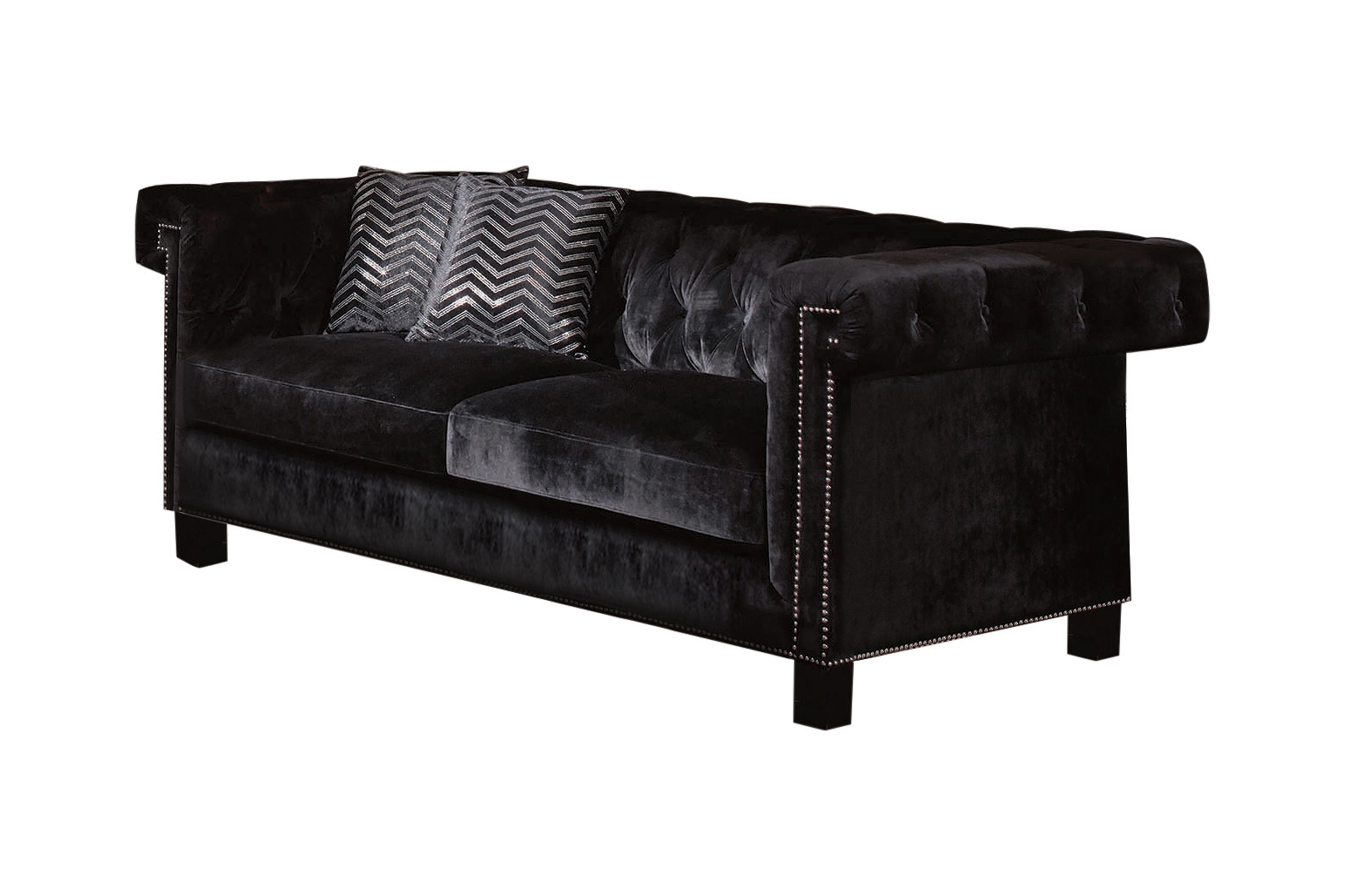 Reventlow Upholstered Tufted Living Room Set Black