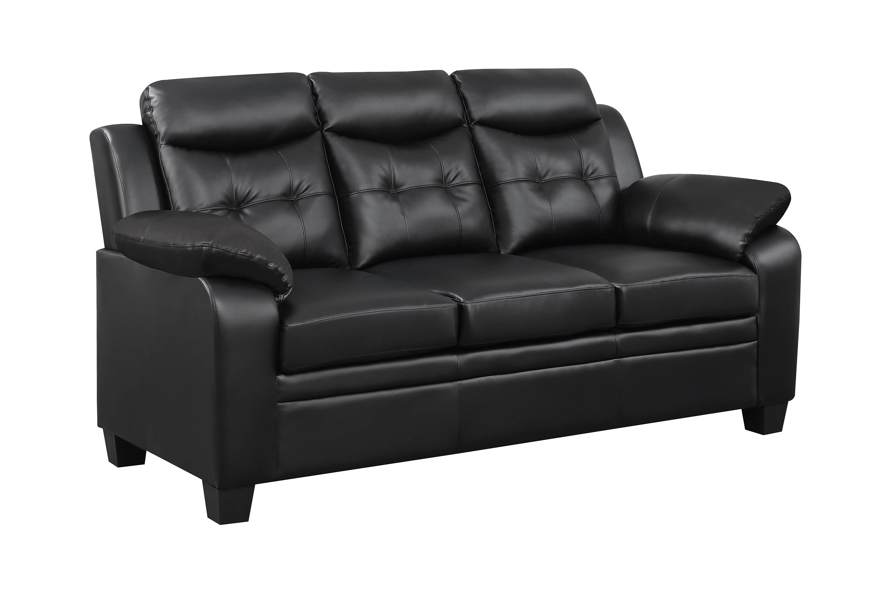 Finley Upholstered Pillow Top Arm Living Room Set Black