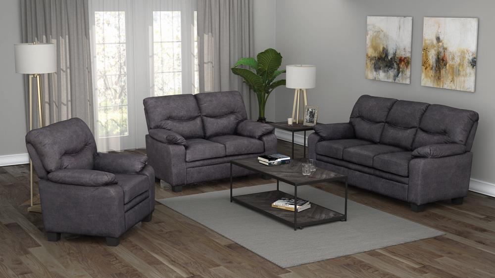 Meilich Meagan 3-Piece Pillow Top Arms Living Room Set Brown