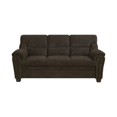 Clemintine Upholstered Sofa with Nailhead Trim Brown