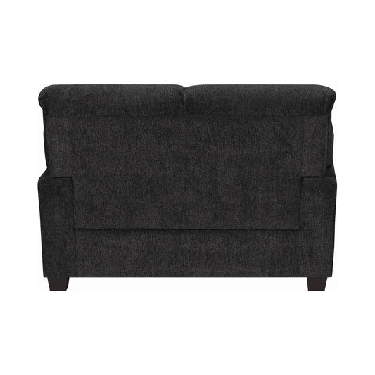 Clemintine Upholstered Loveseat with Nailhead Trim Graphite