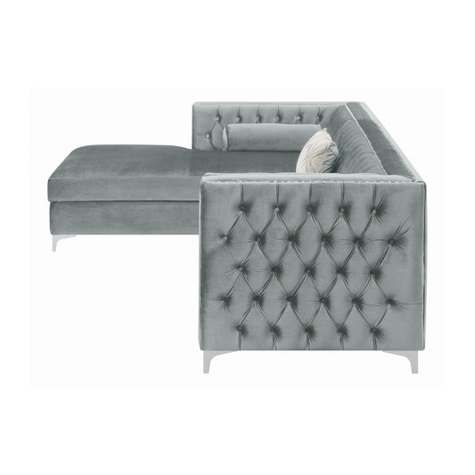 Bellaire Button-tufted Upholstered Sectional Silver