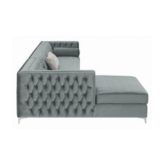 Bellaire Button-tufted Upholstered Sectional Silver