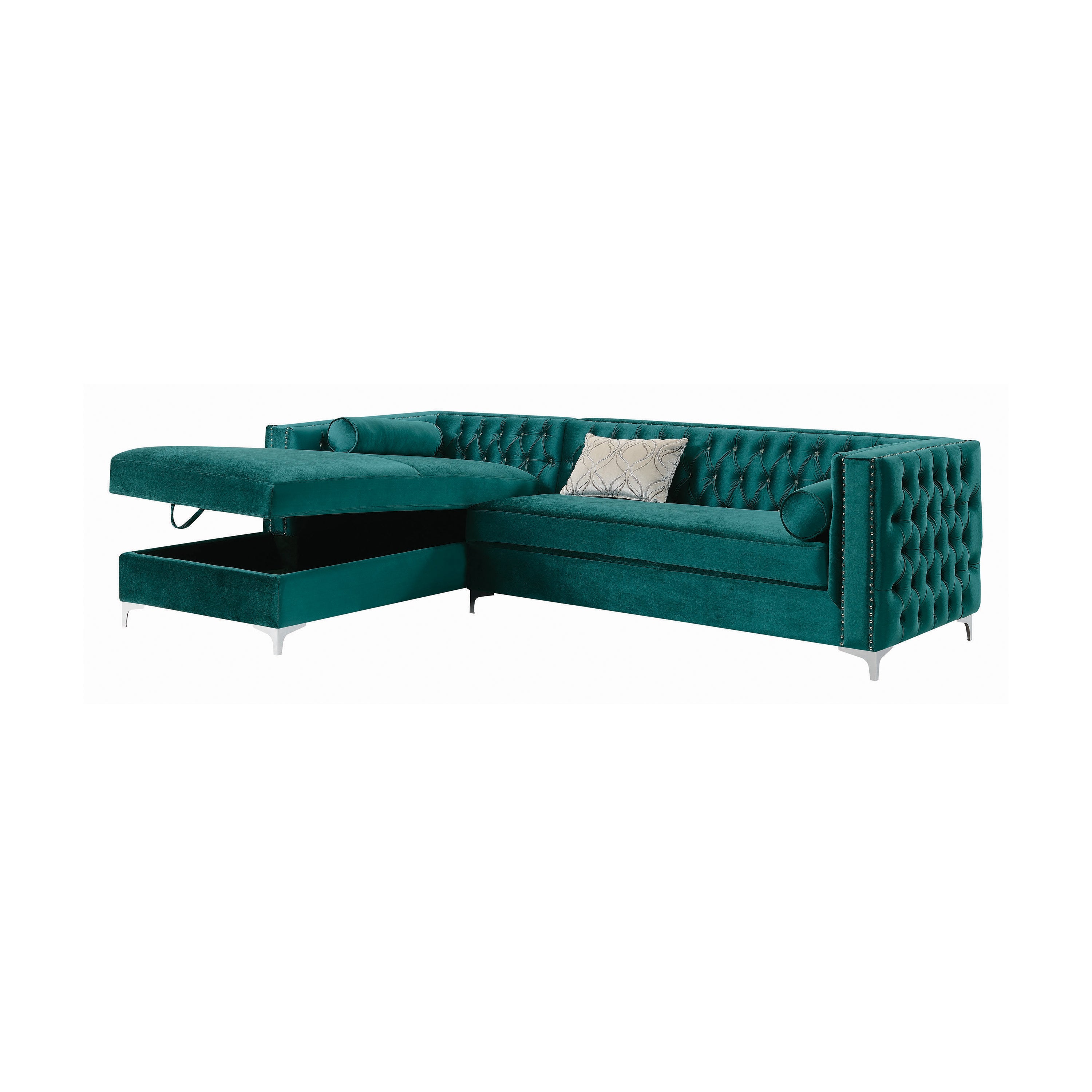 Bellaire Button-tufted Upholstered Sectional Teal