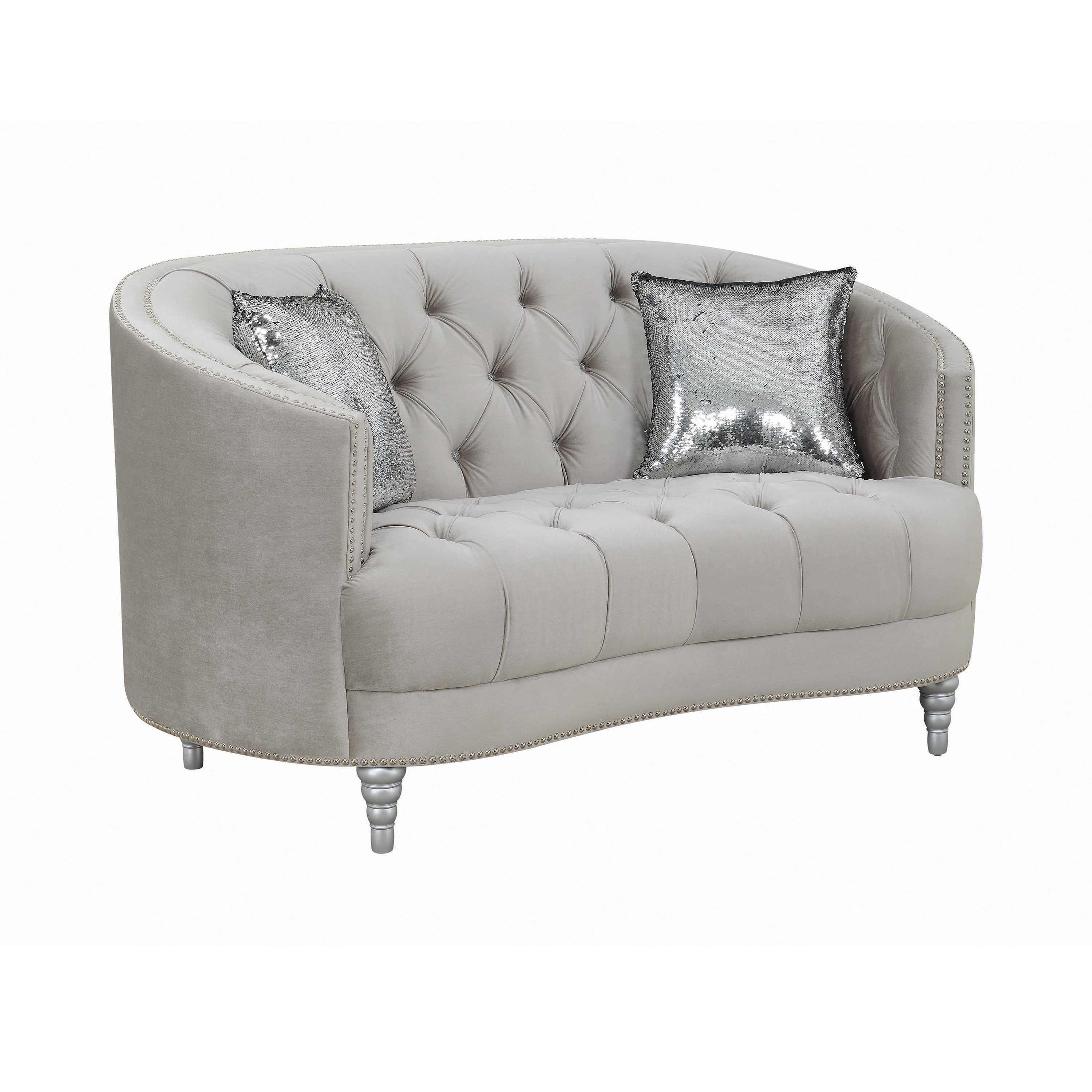 Avonlea Sloped Arm Tufted Loveseat Grey