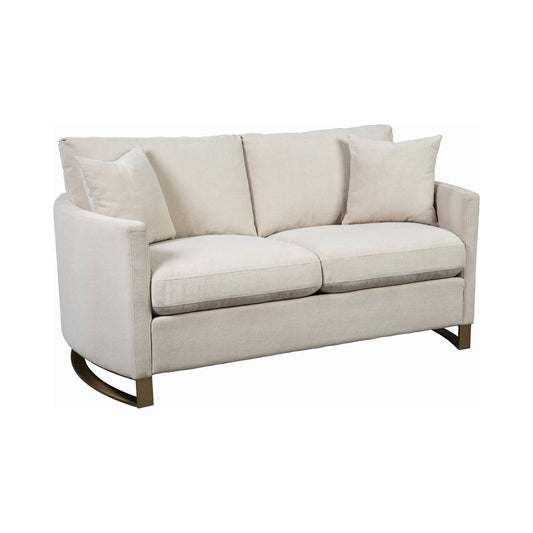 Corliss Upholstered Arched Arms Loveseat Beige