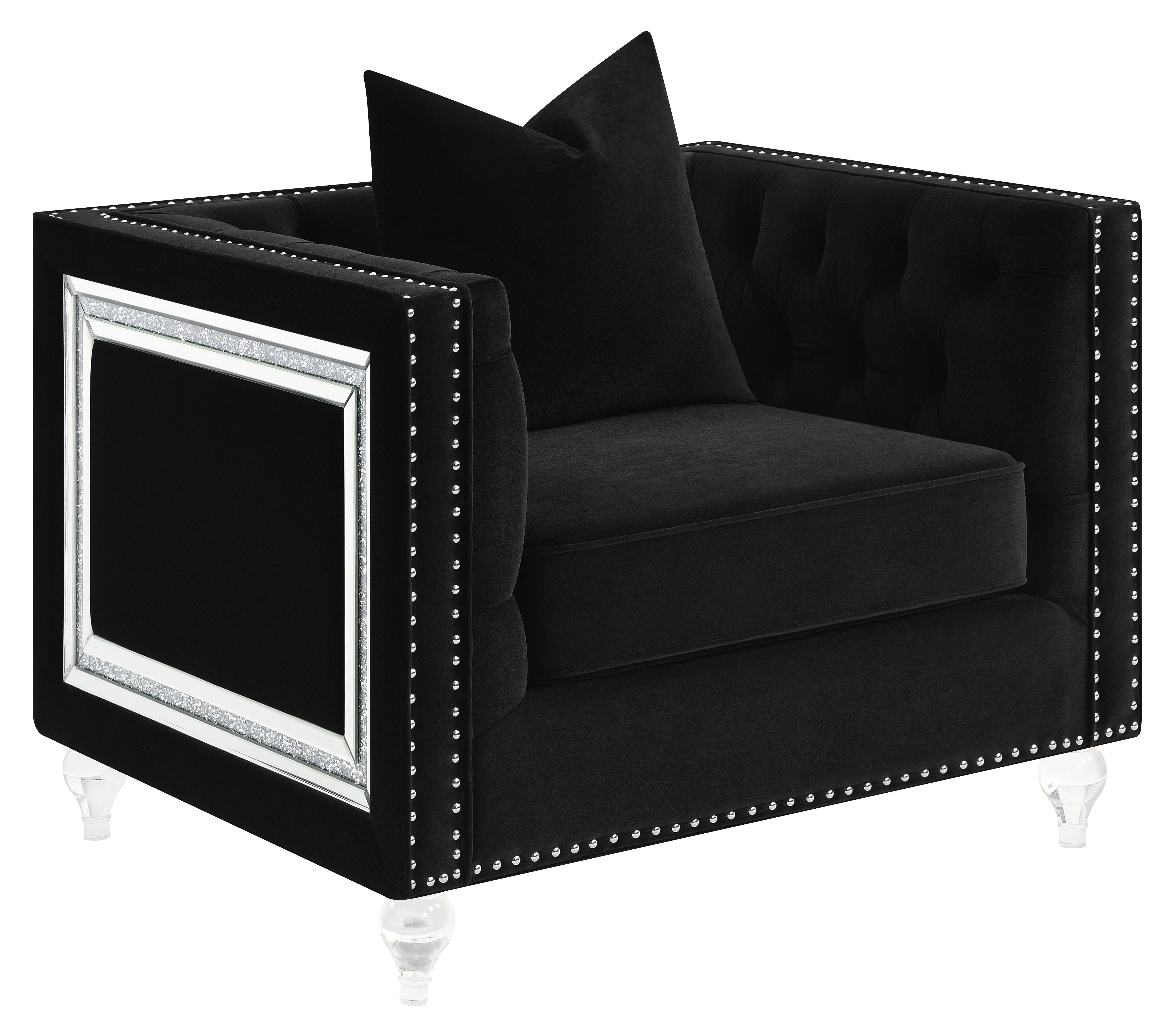 Delilah Upholstered Tufted Tuxedo Arm Chair Black