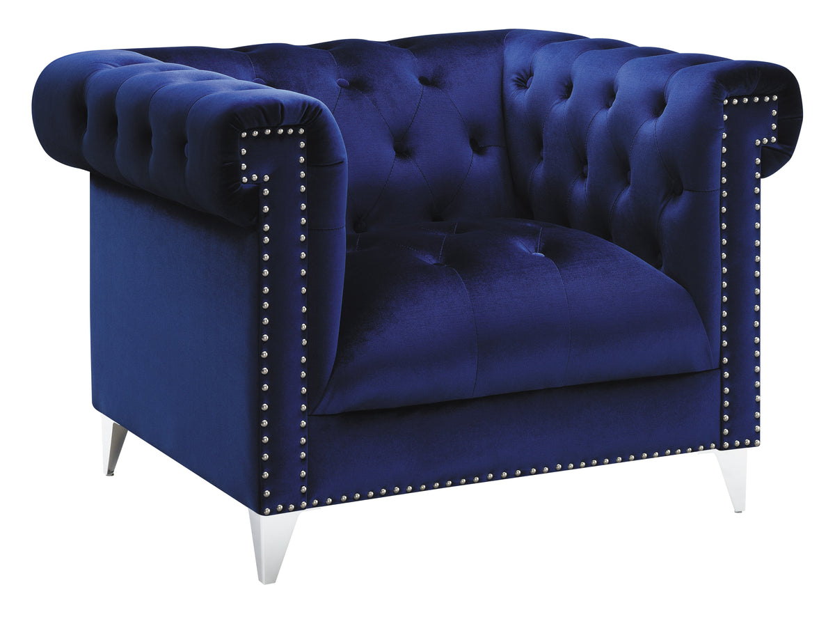 Bleker Tufted Tuxedo Arm Chair Blue