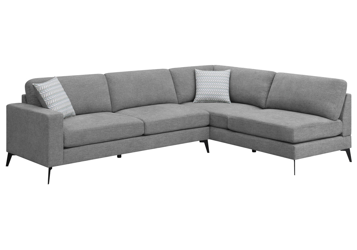 Clint Upholstered Sectional with Loose Back Grey