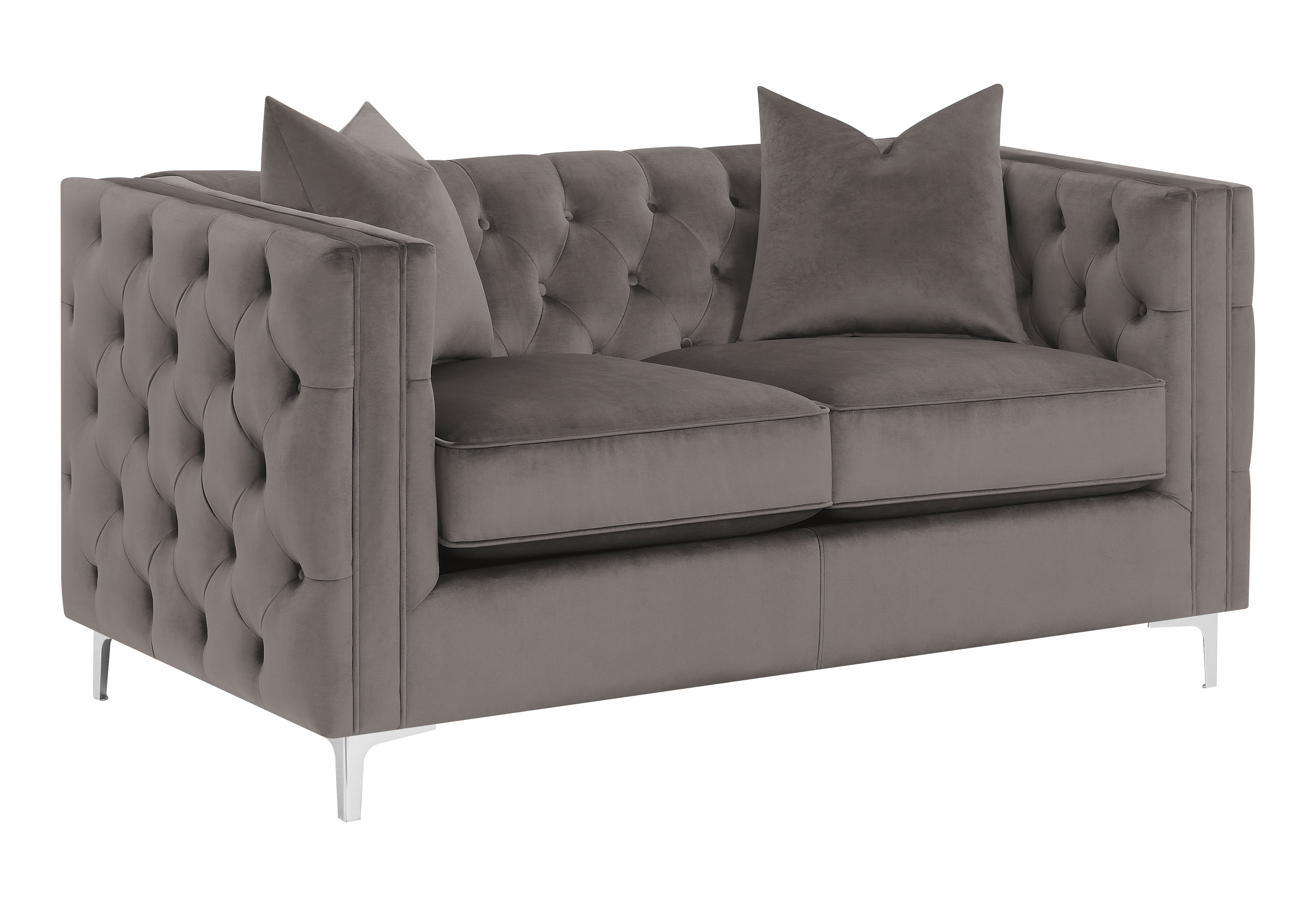 Phoebe Tufted Tuxedo Arms Loveseat Urban Bronze