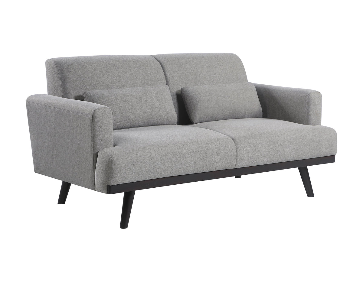 Blake Upholstered Loveseat with Track Arms Sharkskin and Dark Brown