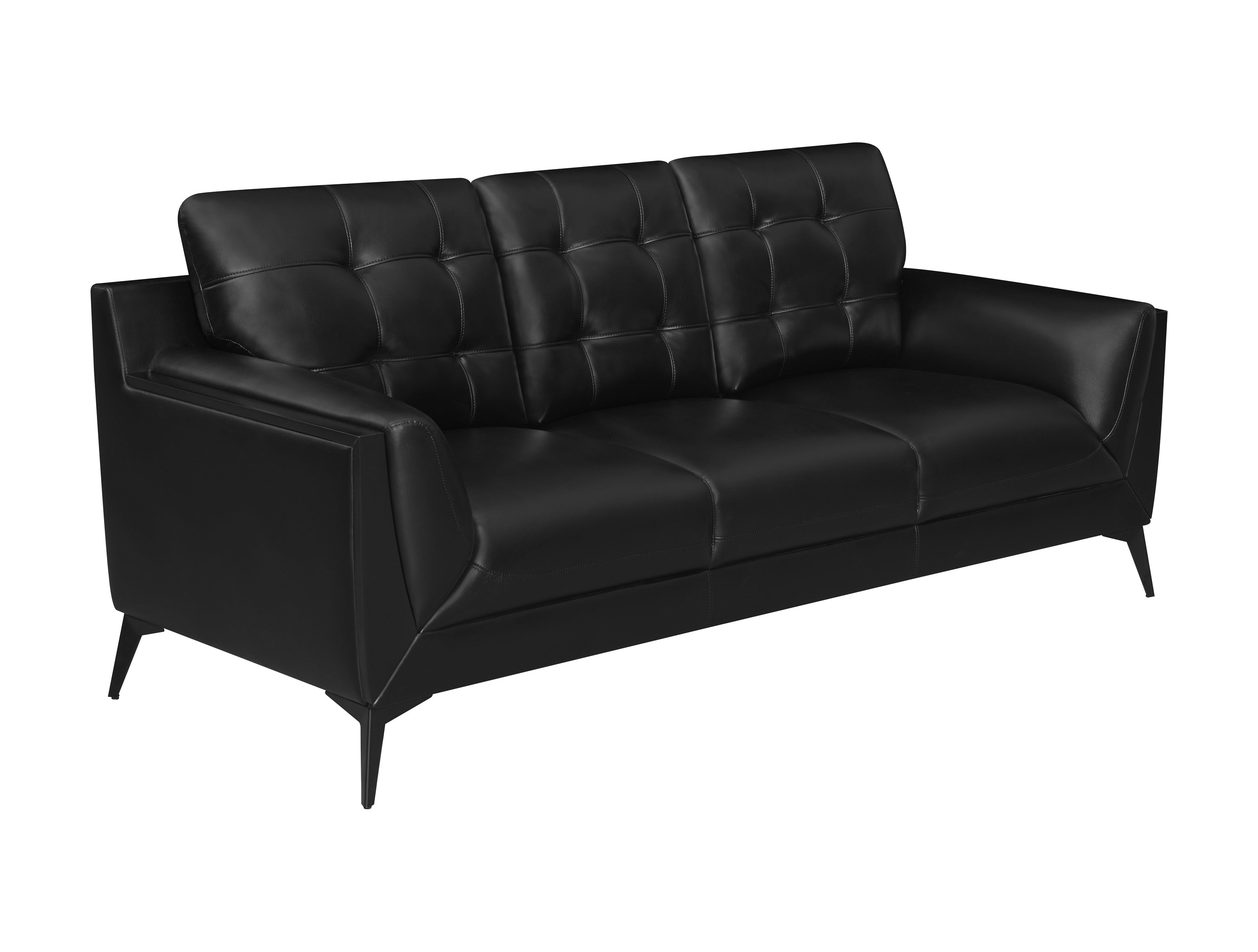 Moira Upholstered Tufted Sofa with Track Arms Black