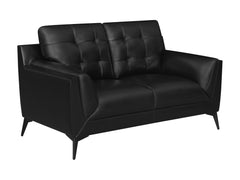 Moira Upholstered Tufted Sofa with Track Arms Black