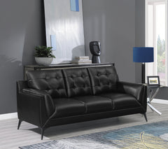 Moira Upholstered Tufted Sofa with Track Arms Black