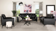 Moira Upholstered Tufted Loveseat with Track Arms Black