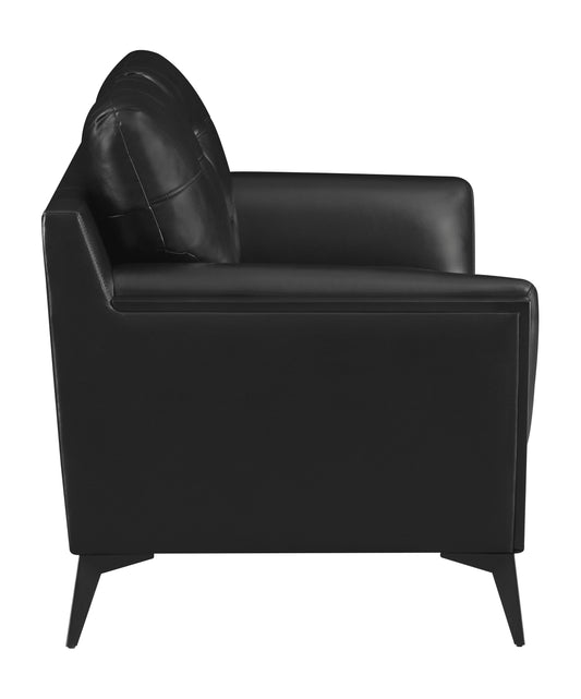 Moira Upholstered Tufted Loveseat with Track Arms Black