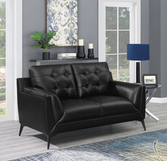 Moira Upholstered Tufted Loveseat with Track Arms Black